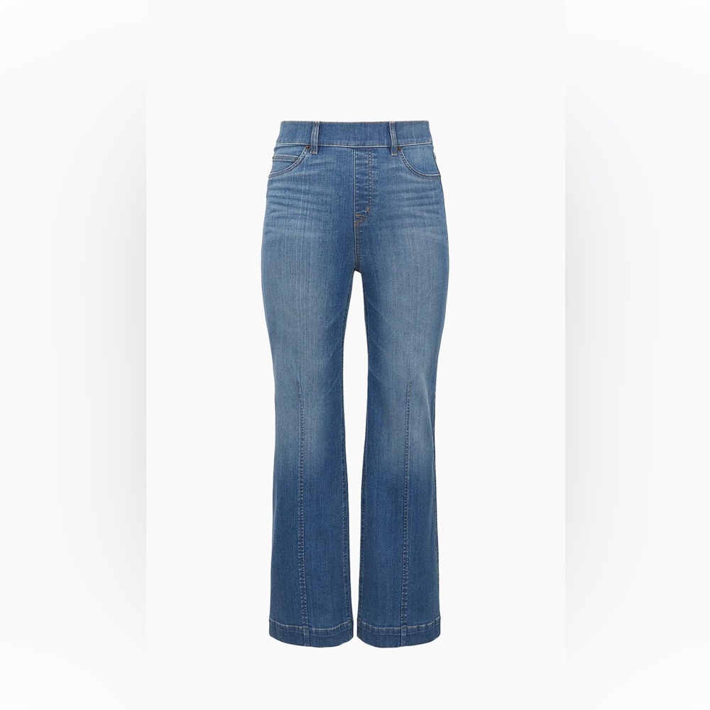 SPANX Seamed Front Wide-Leg Jeans in vintage indigo size L NWT